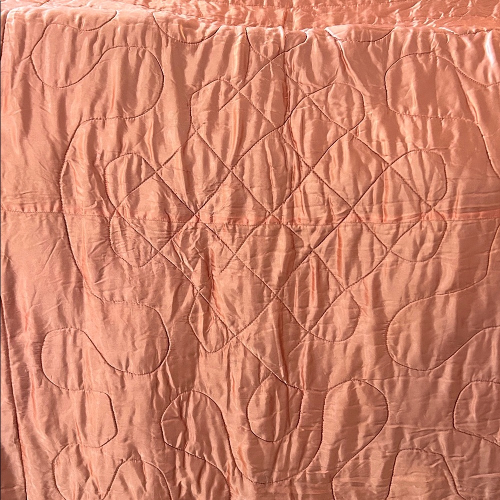 Vintage Satin Bedspread Pink Floral Roses 65” X 78” 1940s Glam Hollywood Regency - Picture 12 of 12